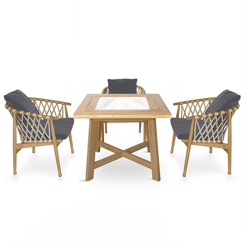 Modern Dining Table Set 1/4/5/7 Piece Teak Dining Set for Garden
