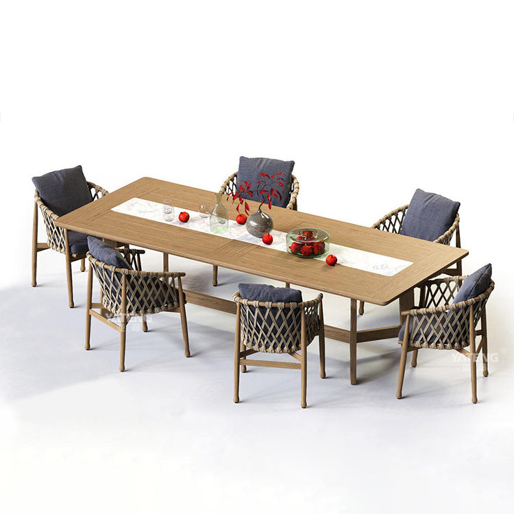 Modern Dining Table Set 1/4/5/7 Piece Teak Dining Set for Garden
