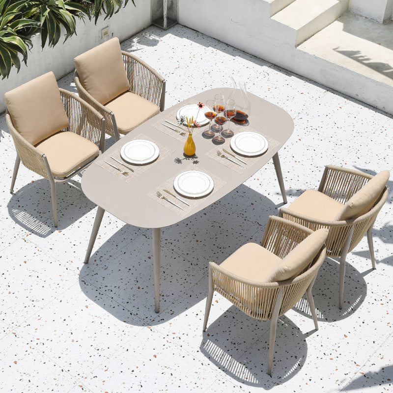 Bohemian Style Dining Table Set 1/3/5/7 Piece Wood and Metal Dining Set for Patio