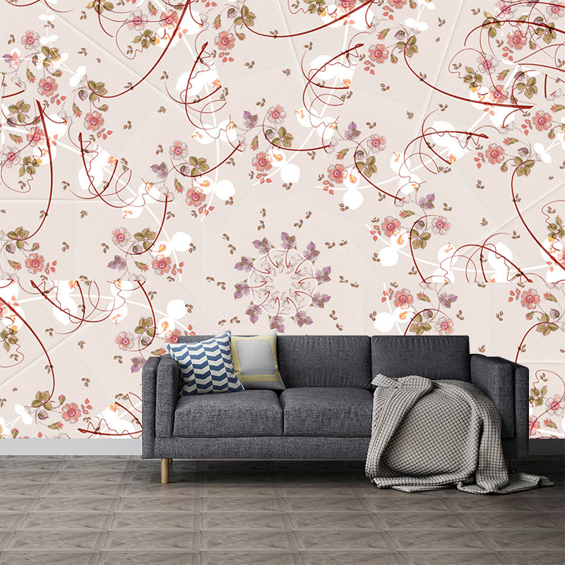 Illustration Mildew Resistant Mural Wallpaper Flowers Decoration Indoor Wall Mural