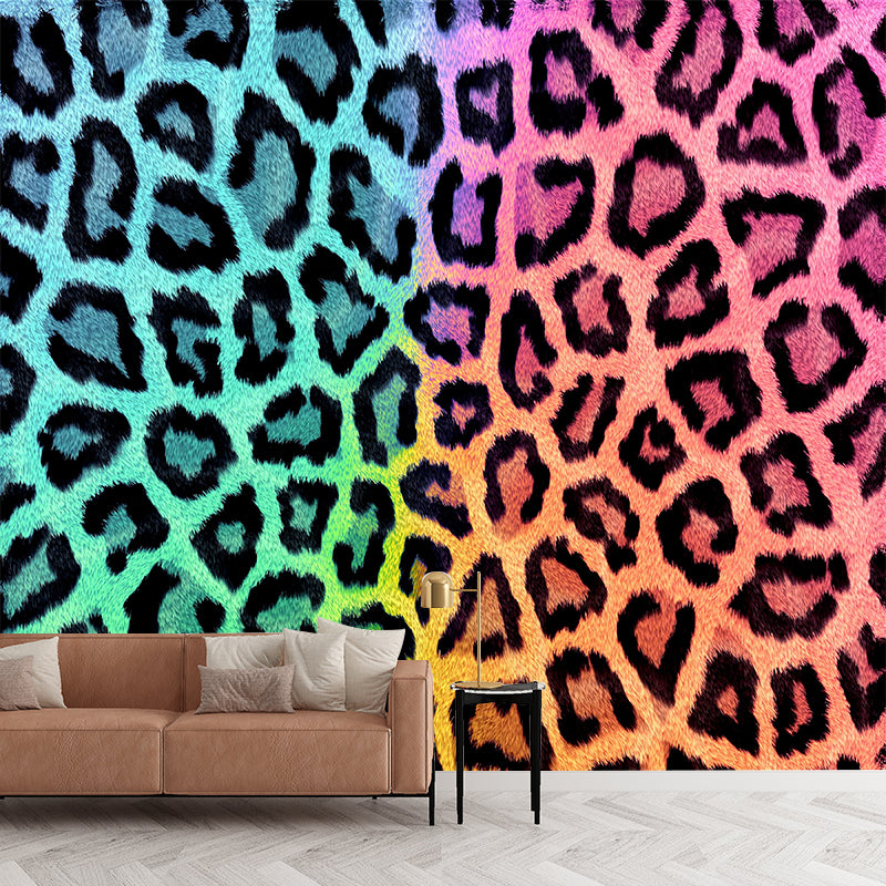 Modern Illustration Mural Wallpaper Cosmic Leopard Print Sitting Room Wall Mural