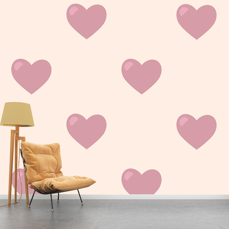 Heart Pattern Mural Wallpaper Christmas Illustration Indoor Wall Mural