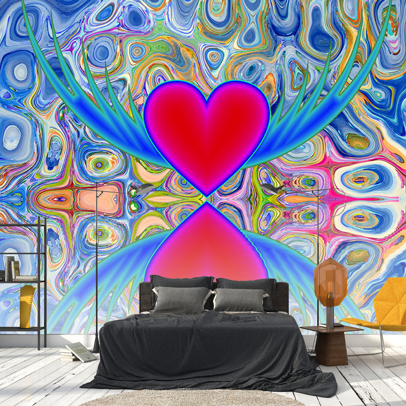 Heart Pattern Mural Wallpaper Christmas Illustration Indoor Wall Mural