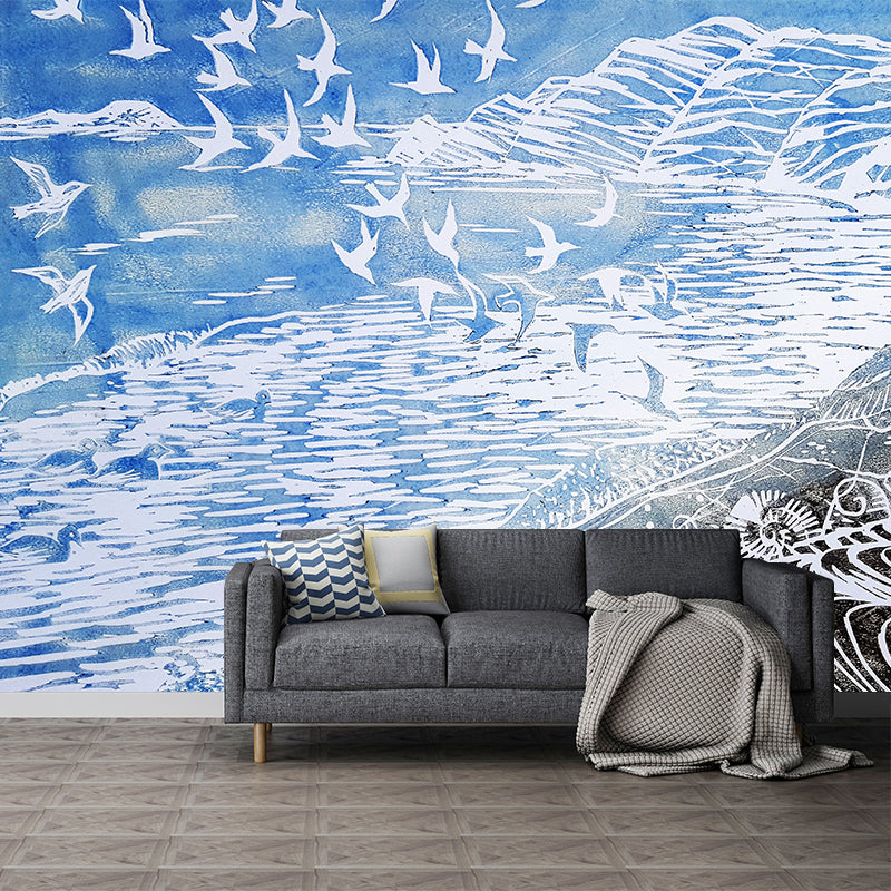 Illustration Stain Resistant Mural Wallpaper Abstract Pattern Sleeping Room Wall Mural