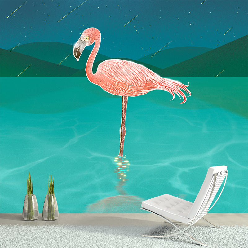 Animals Illustration Resistant Wallpaper Environment Friendly Sleeping Room Wall Mural