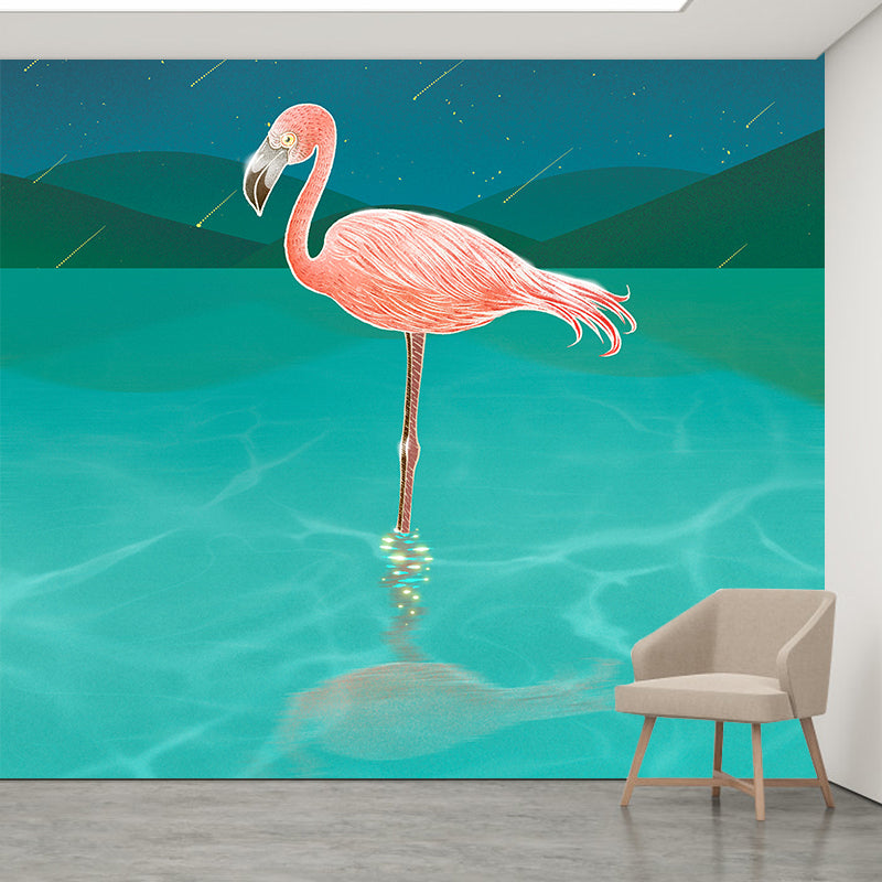 Animals Illustration Resistant Wallpaper Environment Friendly Sleeping Room Wall Mural