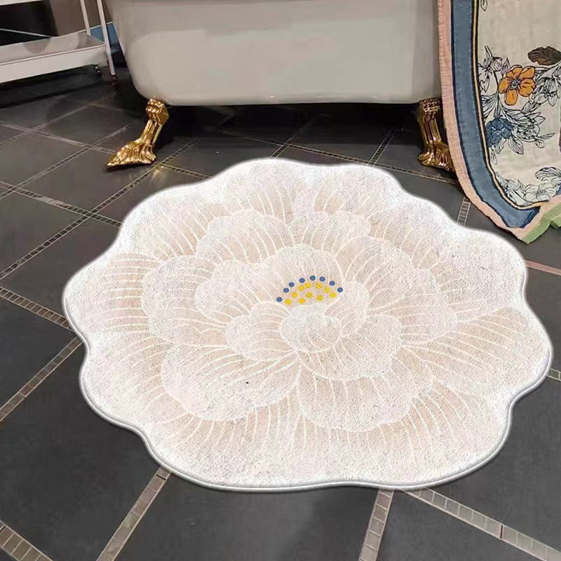 Irregular Shape Colorful Flowers Rug Stain Resistant Loom Rug for Bedroom