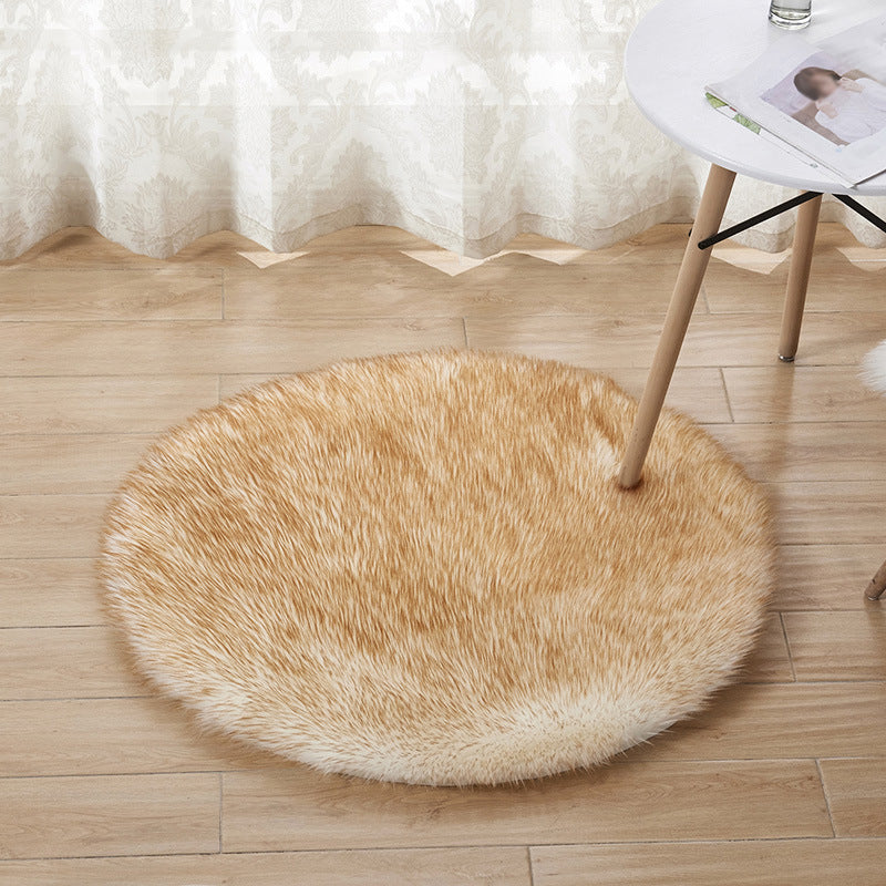 Tapis circulaire en peluche de couleur unie, résistant aux taches, pour la décoration de la maison