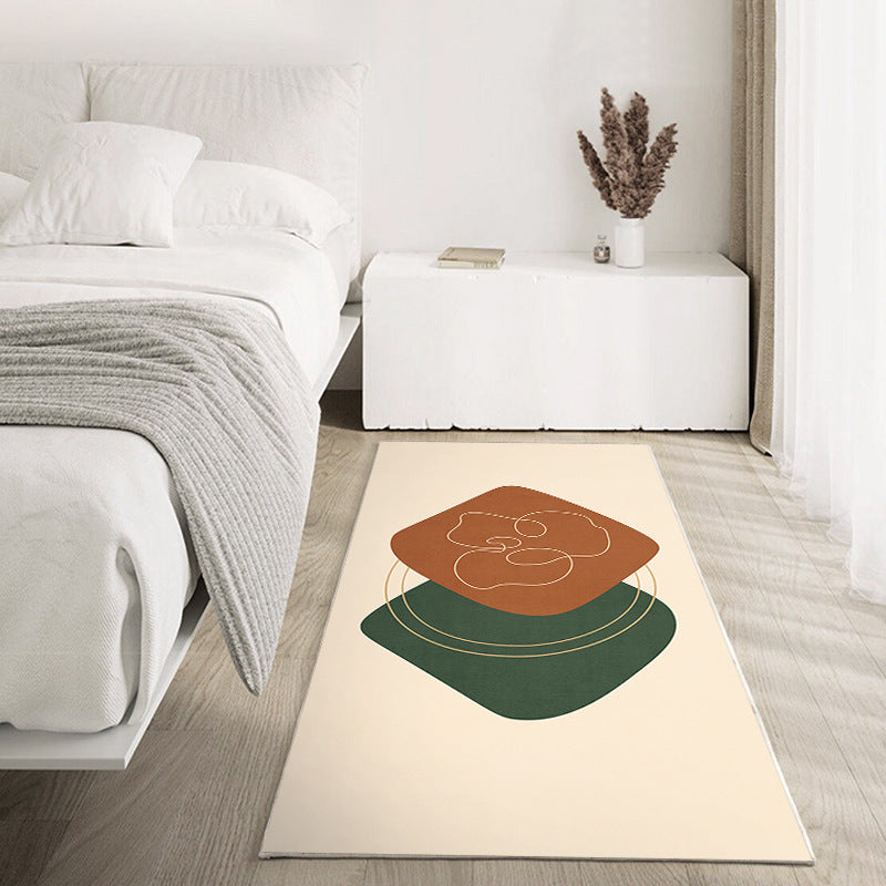 Abstract Color Block Rug Living Room Rectangle Shape Carpet Polyester Washable Area Rug