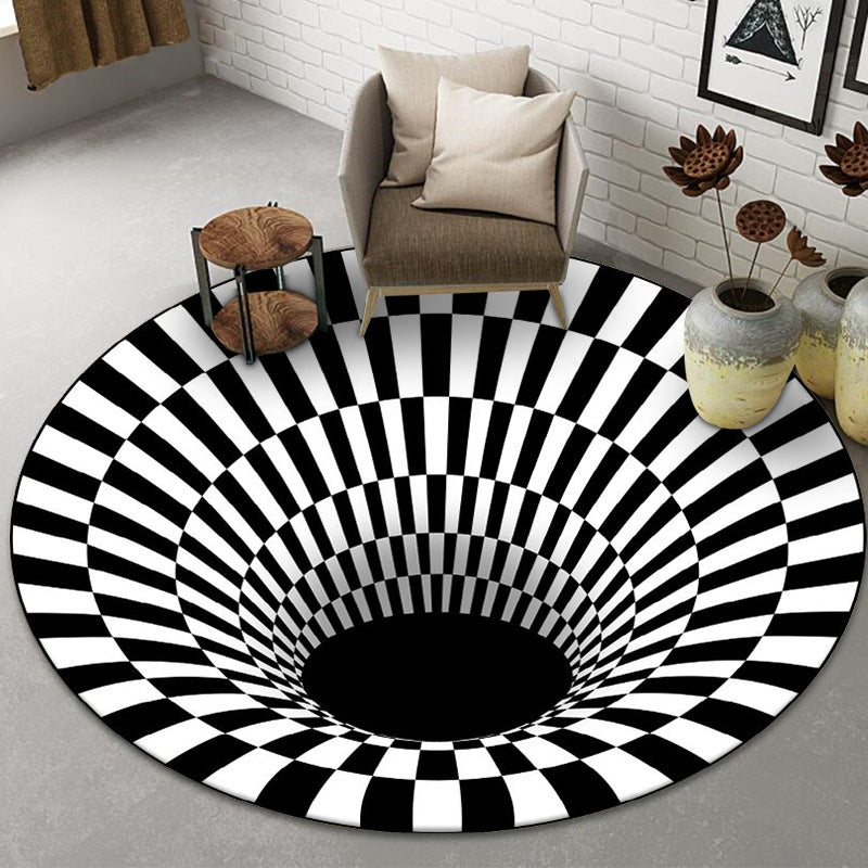 Creative Circular Rug Check Pattern Stain Resistant Rug for Home Decor
