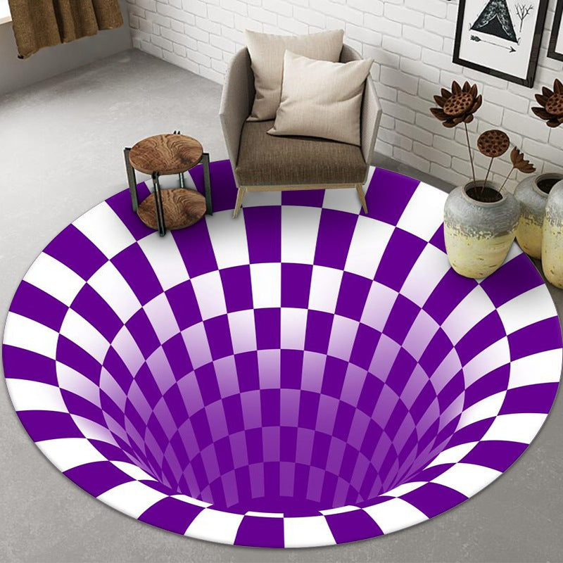 Creative Circular Rug Check Pattern Stain Resistant Rug for Home Decor