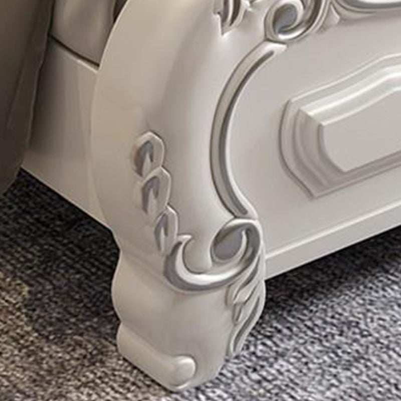 84.65 inch Wide Victorian Bed Frame Pine Wood Standard Bed with Upholstered Headboard