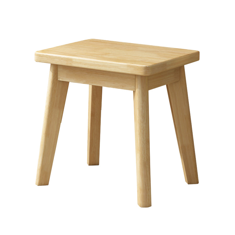 Wood Vanity Set with Stool and Mirror Scandinavian 4 Drawers Dresser