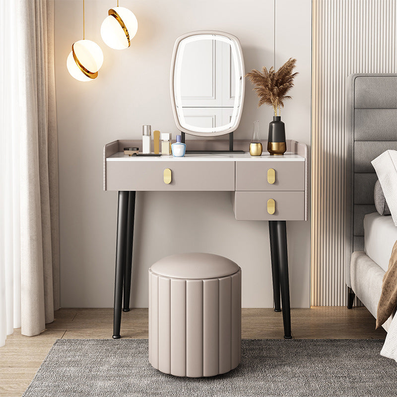 3 Drawers Makeup Table Desk Vanity Faux Leather Vanity Table