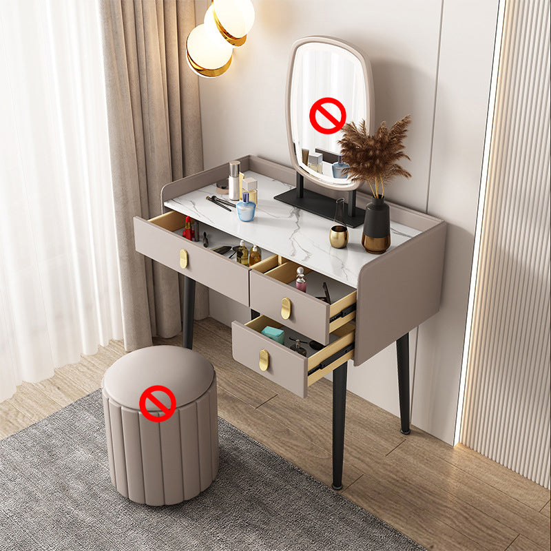3 Drawers Makeup Table Desk Vanity Faux Leather Vanity Table