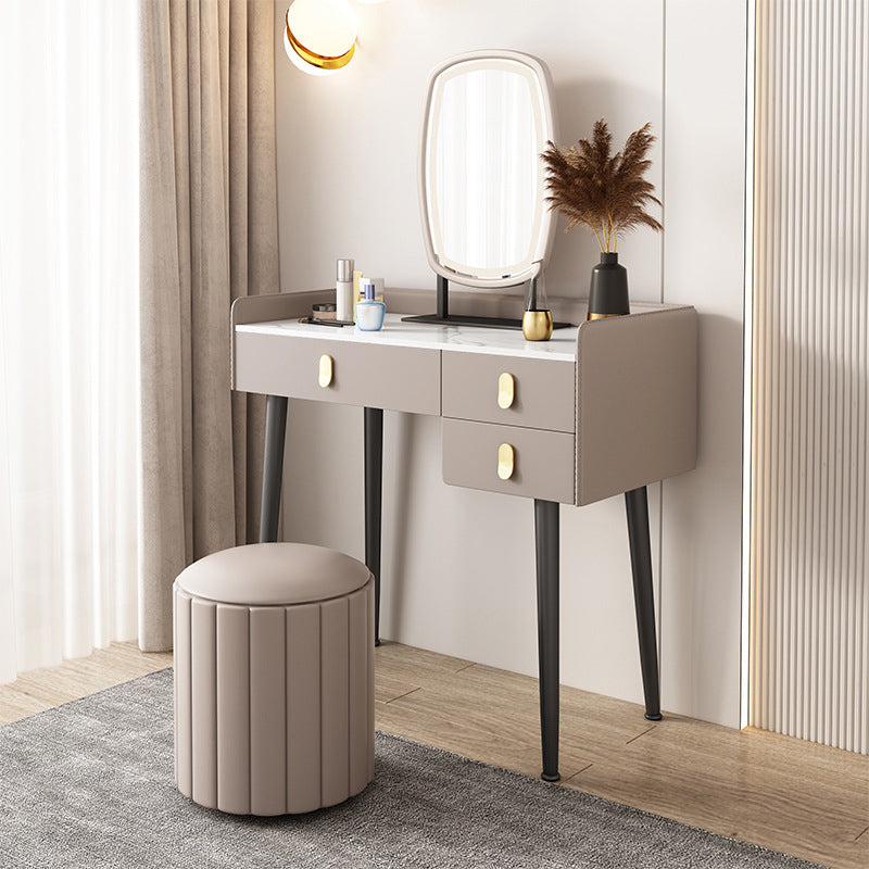 3 Drawers Makeup Table Desk Vanity Faux Leather Vanity Table