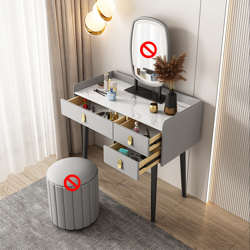 3 Drawers Makeup Table Desk Vanity Faux Leather Vanity Table
