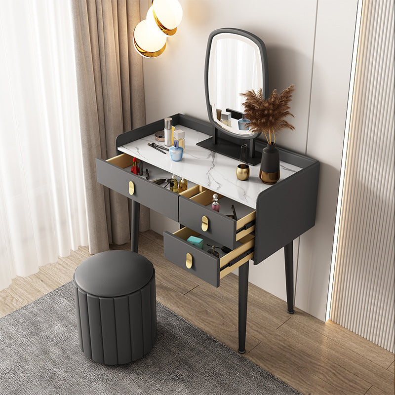 3 Drawers Makeup Table Desk Vanity Faux Leather Vanity Table