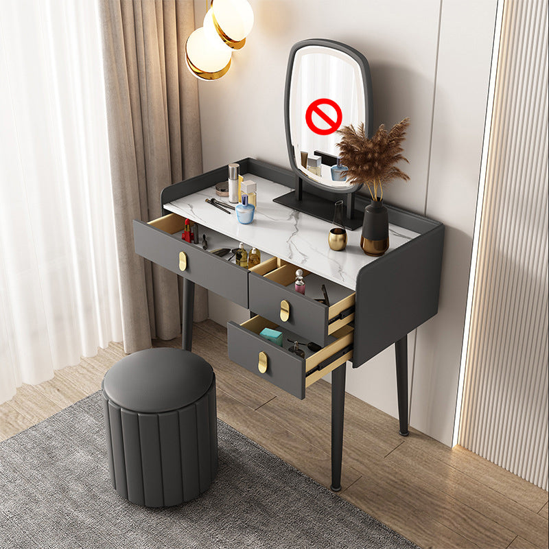 3 Drawers Makeup Table Desk Vanity Faux Leather Vanity Table
