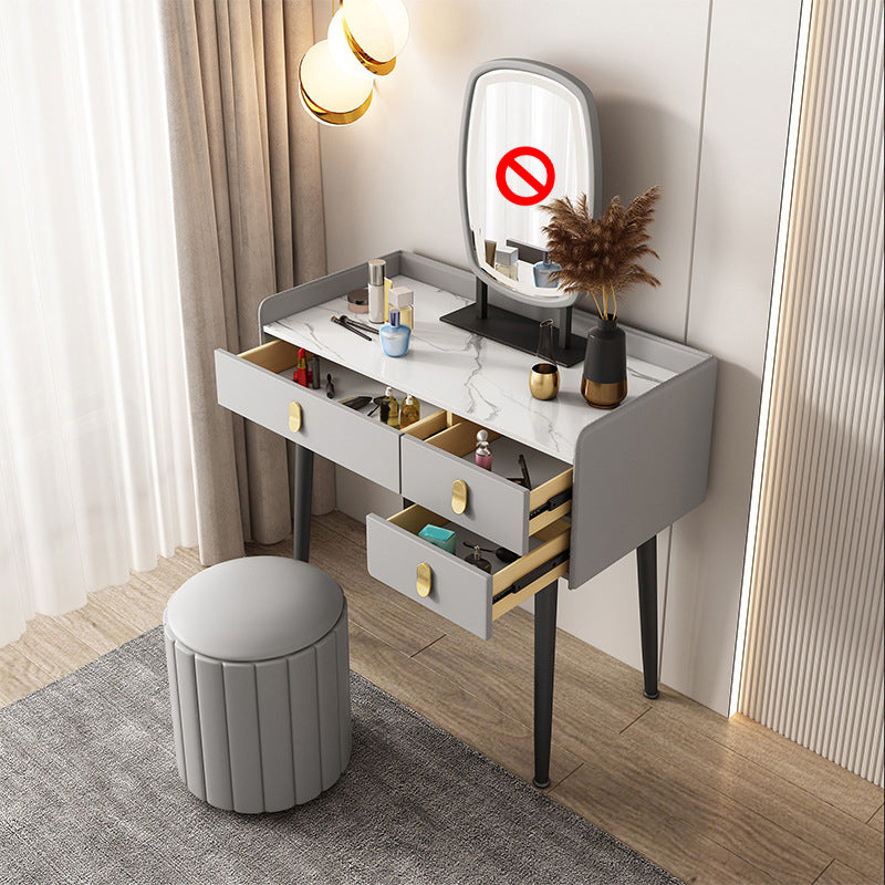 3 Drawers Makeup Table Desk Vanity Faux Leather Vanity Table