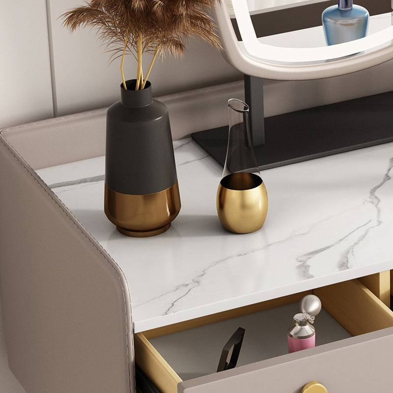3 Drawers Makeup Table Desk Vanity Faux Leather Vanity Table