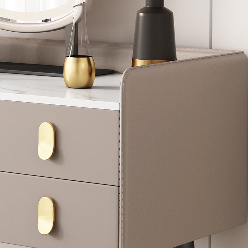 3 Drawers Makeup Table Desk Vanity Faux Leather Vanity Table