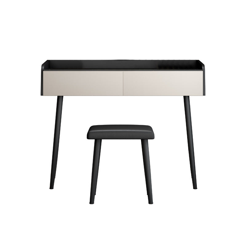 Contemporary Stone Top Vanity Metal Vanity Stool Set with 2 Drawers