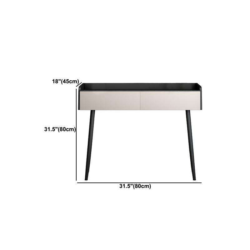 Contemporary Stone Top Vanity Metal Vanity Stool Set with 2 Drawers