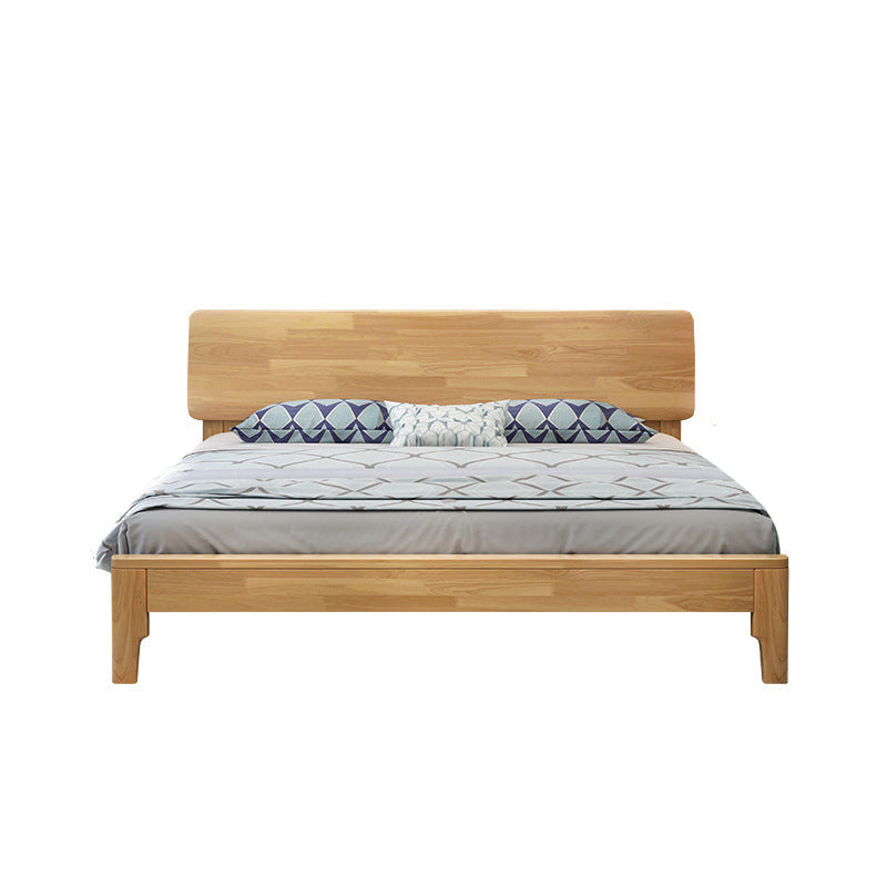 34.64" High Traditional Panel Bed with Storage Brown Rubberwood Bed