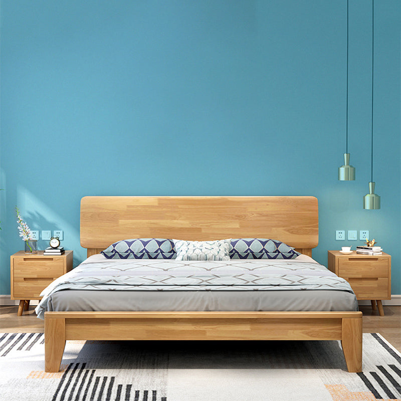 34.64" High Traditional Panel Bed with Storage Brown Rubberwood Bed