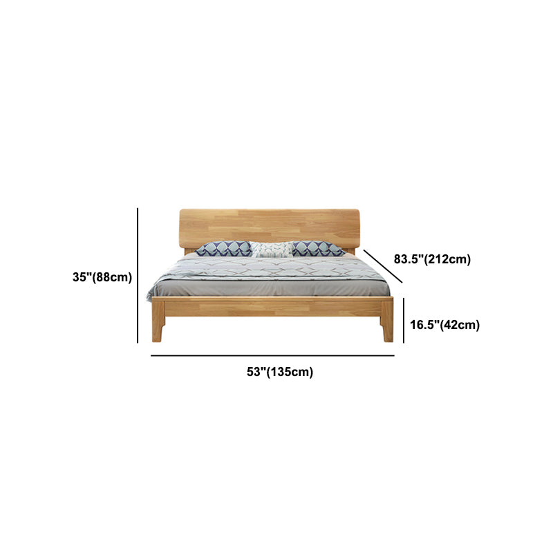34.64" High Traditional Panel Bed with Storage Brown Rubberwood Bed