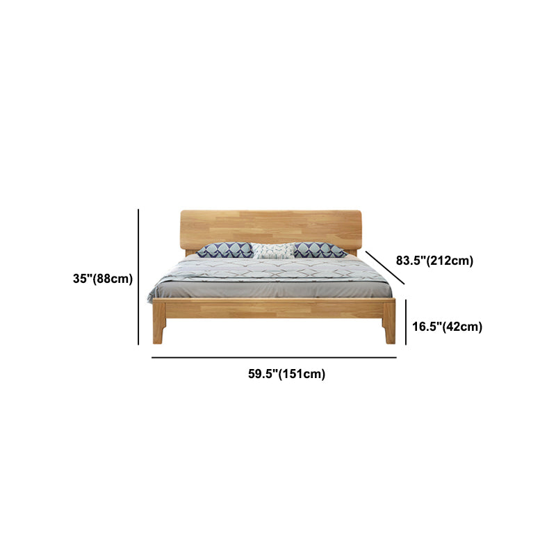 34.64" High Traditional Panel Bed with Storage Brown Rubberwood Bed