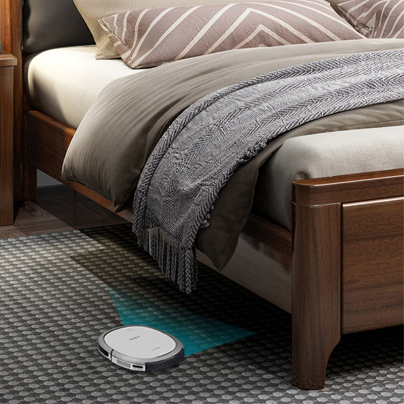 Upholstered Headboard Bed Solid Wood Walnut Bed Low Profile Bed Frame