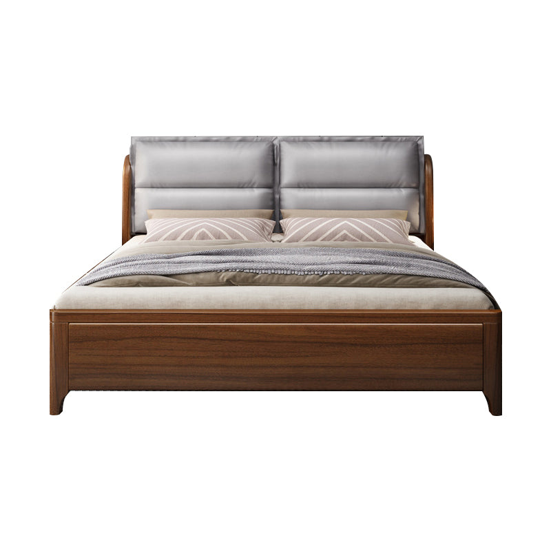 Upholstered Headboard Bed Solid Wood Walnut Bed Low Profile Bed Frame