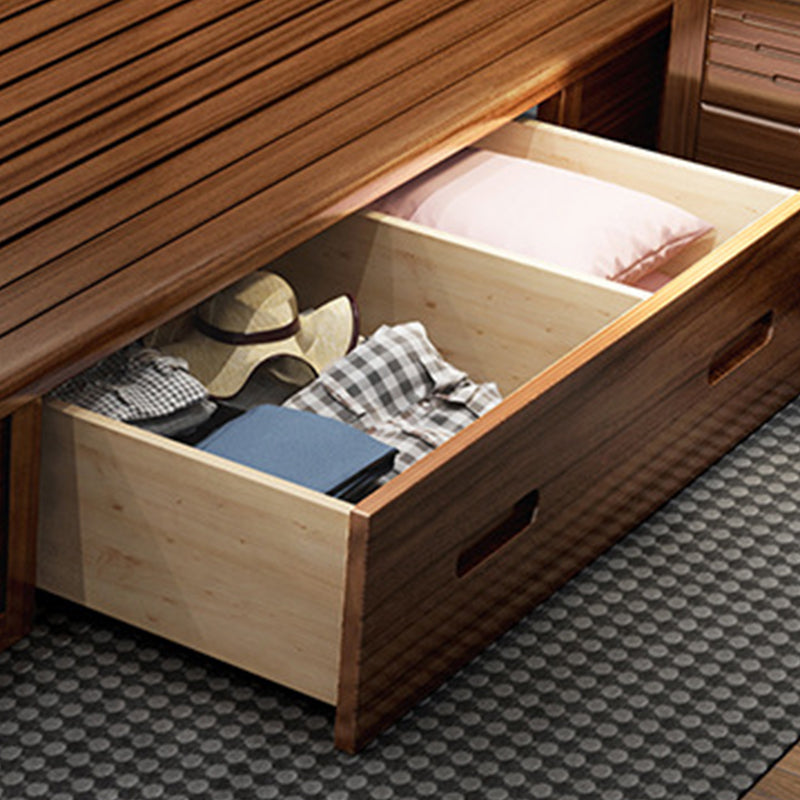 Upholstered Headboard Bed Solid Wood Walnut Bed Low Profile Bed Frame