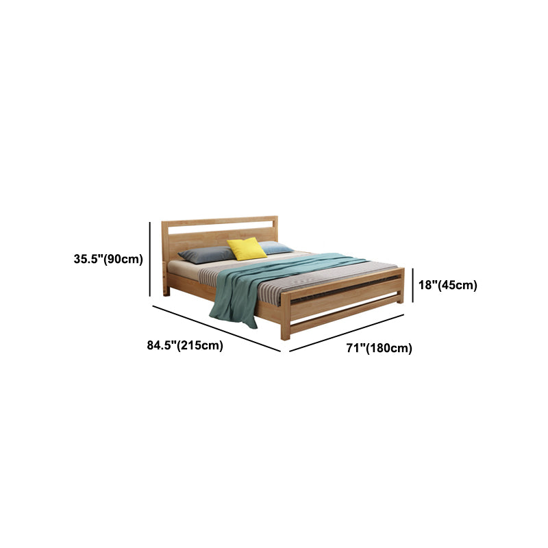 Rubberwood Bed Frame with Rectangular Headboard in Natural Color
