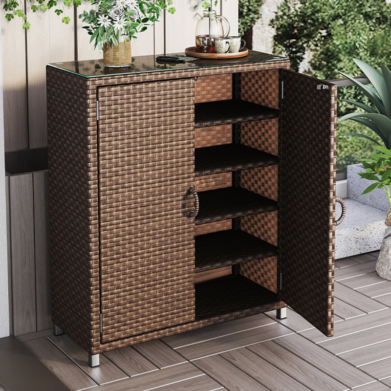 Modern & Contemporary Chest Square Storage Cabinet With Glass Top