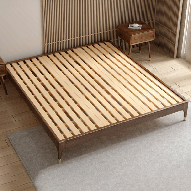 Brown Panel Bed With Custom Gold Legs Mid-Century Modern Ash Bed Without Headboard