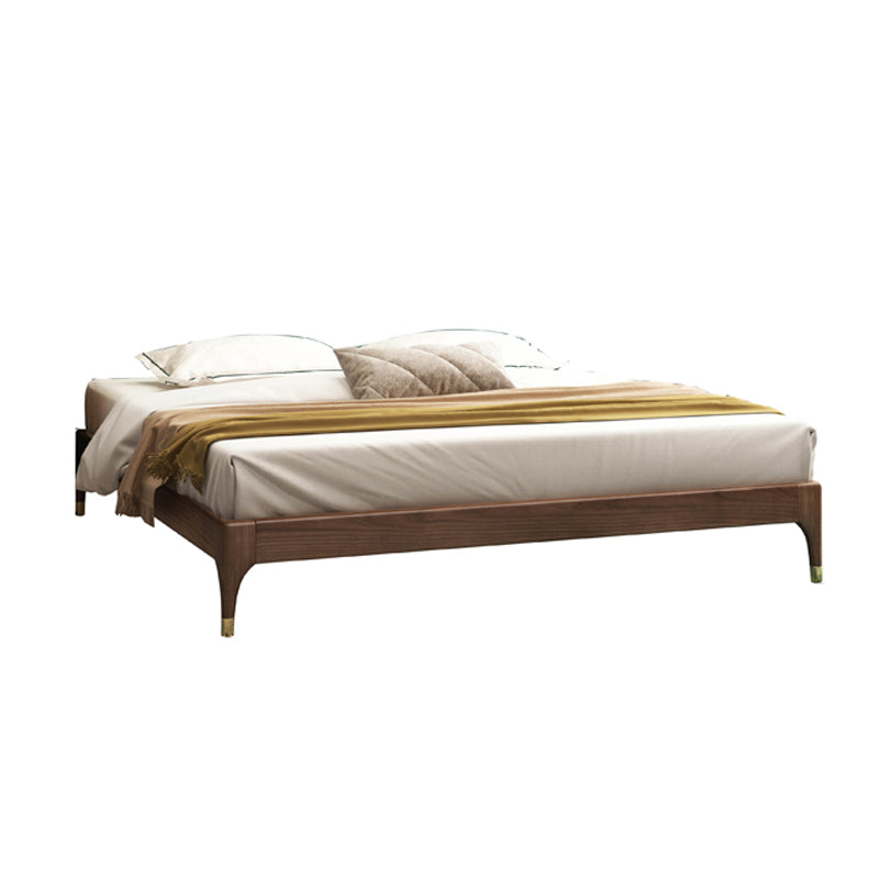 Brown Panel Bed With Custom Gold Legs Mid-Century Modern Ash Bed Without Headboard