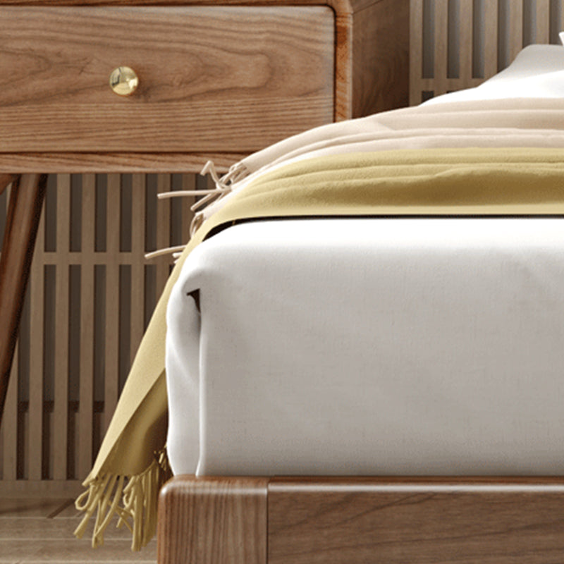 Brown Panel Bed With Custom Gold Legs Mid-Century Modern Ash Bed Without Headboard