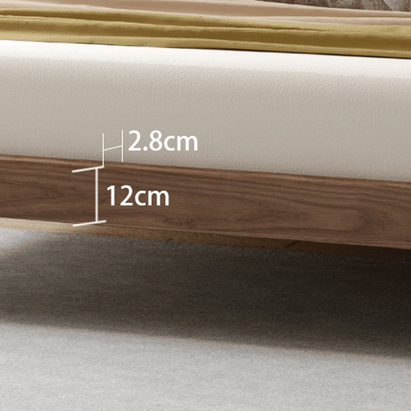 Brown Panel Bed With Custom Gold Legs Mid-Century Modern Ash Bed Without Headboard