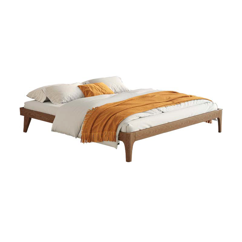 Ash Standard Bed Brown 12.59" High Bed Without Headboard, Mid-Century Modern Style