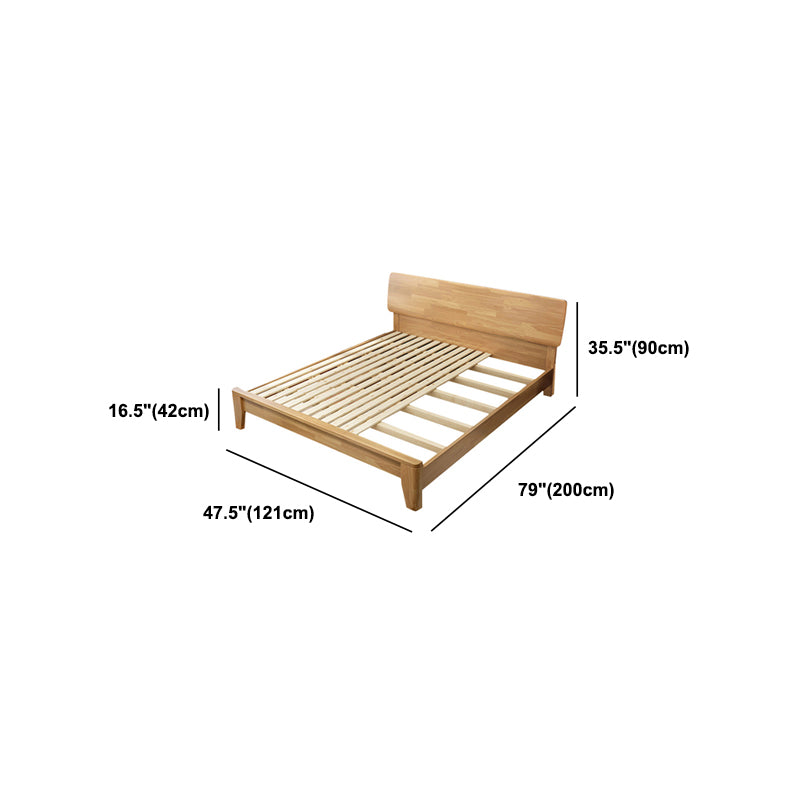 84.65 inch Wide Mid-century Bed Frame Rubberwood Bed with Headboard