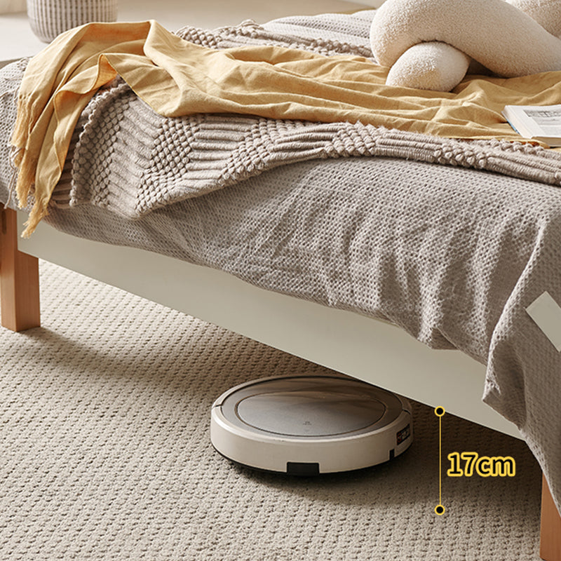 11.02" High Oak Standard Bed with Custom Gold Legs Brown Bed Without Headboard