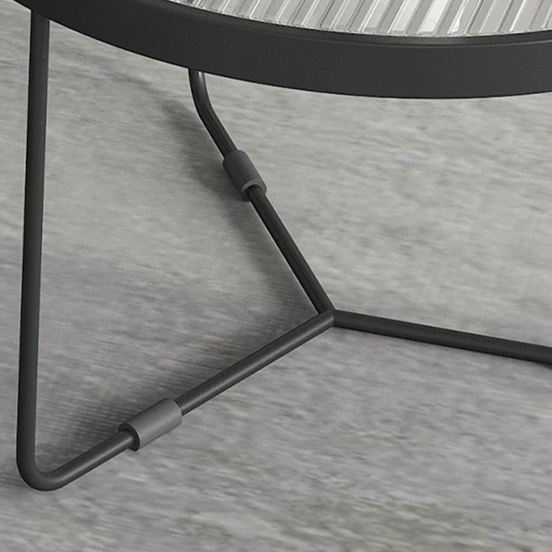 Contemporary Round Nesting Coffee Table with Glass Top and Iron Base