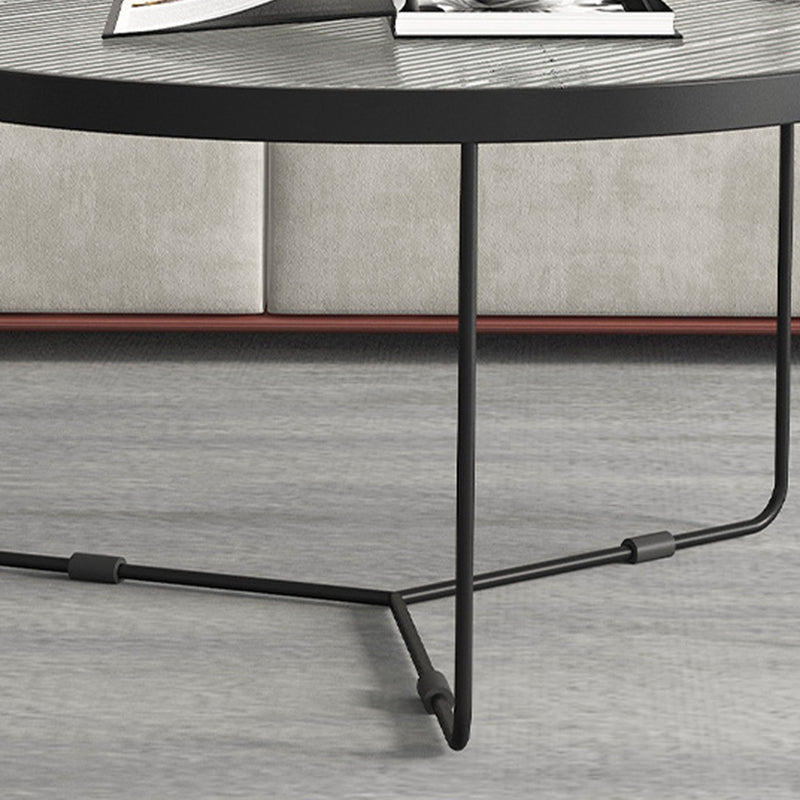 Contemporary Round Nesting Coffee Table with Glass Top and Iron Base