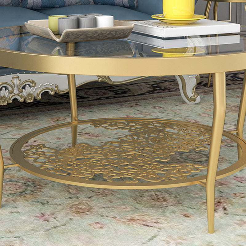 Contemporary Cocktail Table 4 Legs Glass Top Round Single Coffee Table