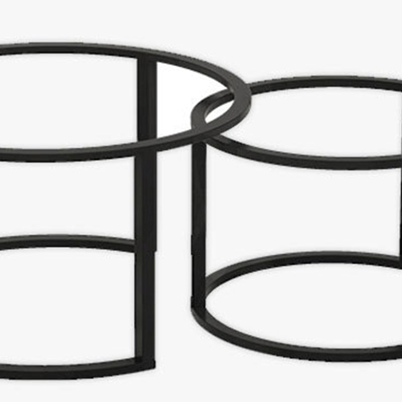 Modern Round Nesting Coffee Table with Steel Frame Base in Black