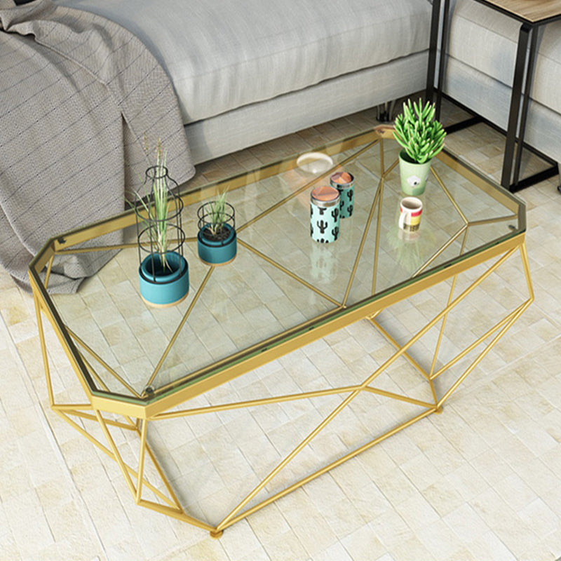Contemporary Cocktail Table Glass Top Rectangular Single Coffee Table
