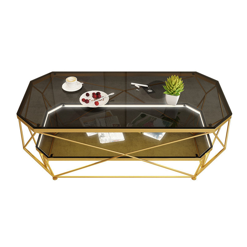Contemporary Cocktail Table Glass Top Rectangular Single Coffee Table